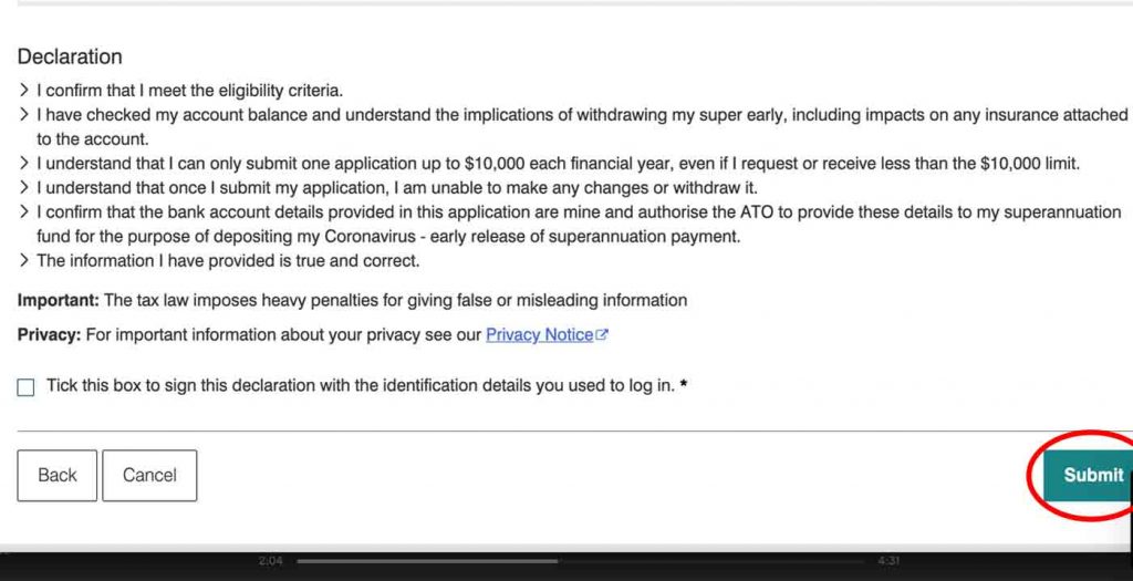 Step 7 How to access superannuation early in the ATO portal